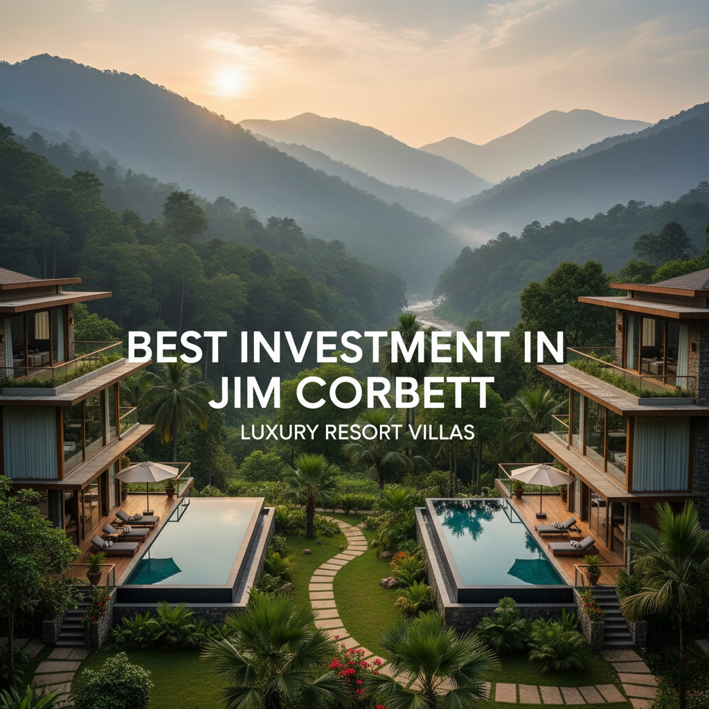 “Invest in Uttarakhand at best luxury villas in Jim Corbett with private swimming pool surrounded by wild trees and have scenic view of sunrise.”
