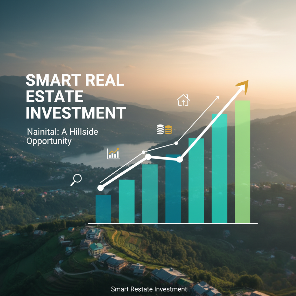 “Nainital- property investment growth graph with backing of mountain”
