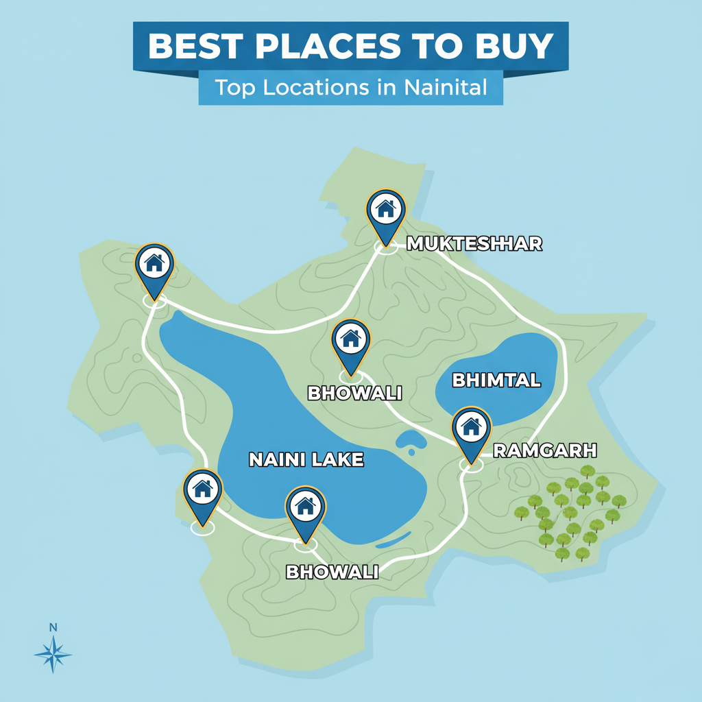 "map of selected places for invest on second home at nainital"