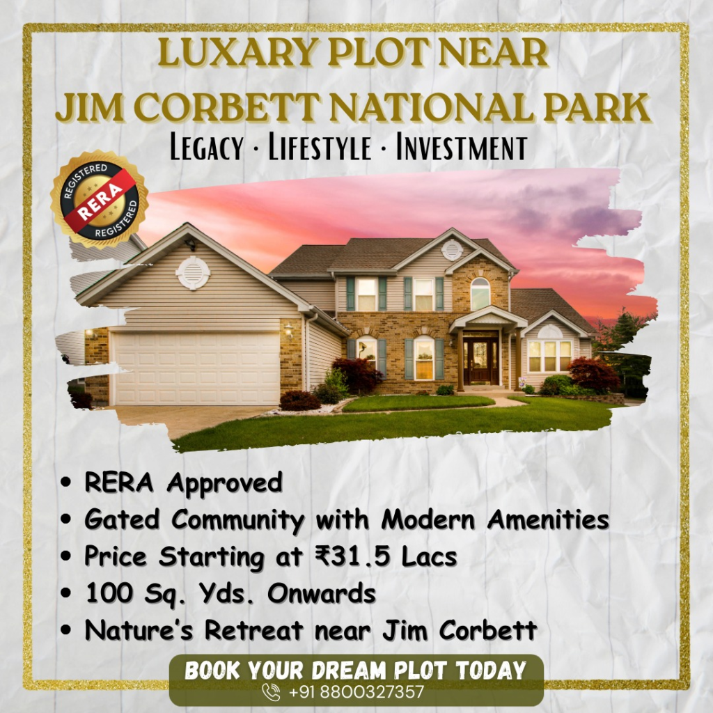 Residential plots in lush green and peacefull location near Jim Corbett natiol park – Gated community and RERA approved township residential plots #Gripplingroup plots starting at ₹31.5 Lacs luxurious location with all the modern amenities 100 sq. yds onwards. Nature’s retreat with investment opportunities.