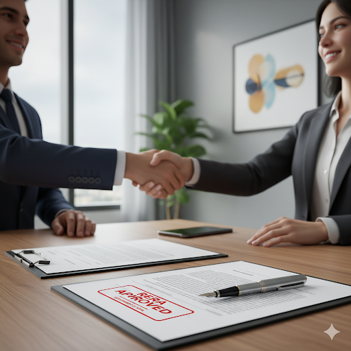 "RERA approved plots in ramnagar nainital with documents in place and business professionals making hand shakes on the safety levels of properties for investment.