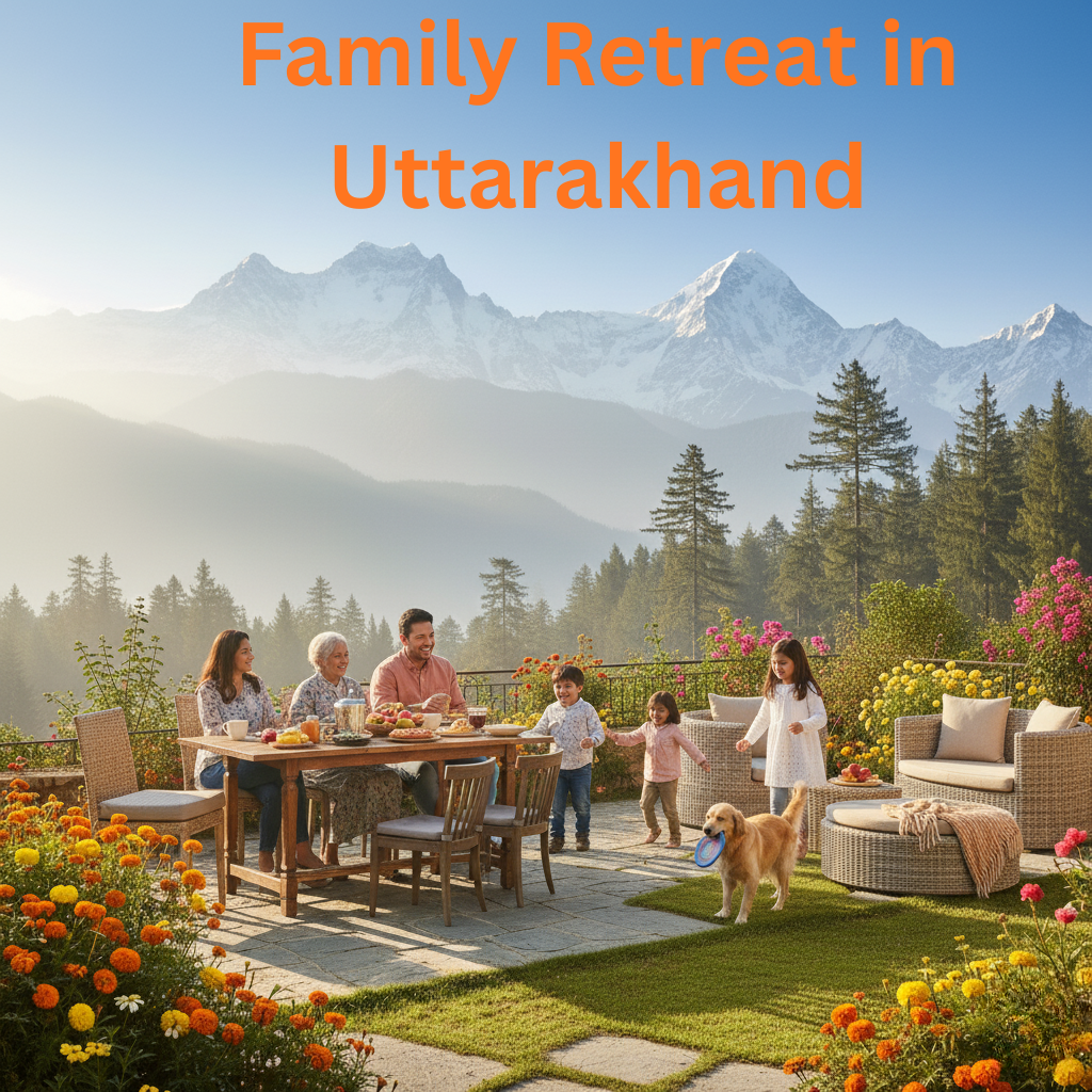 A family on vacation in a home the family owned in Uttarakhand.
