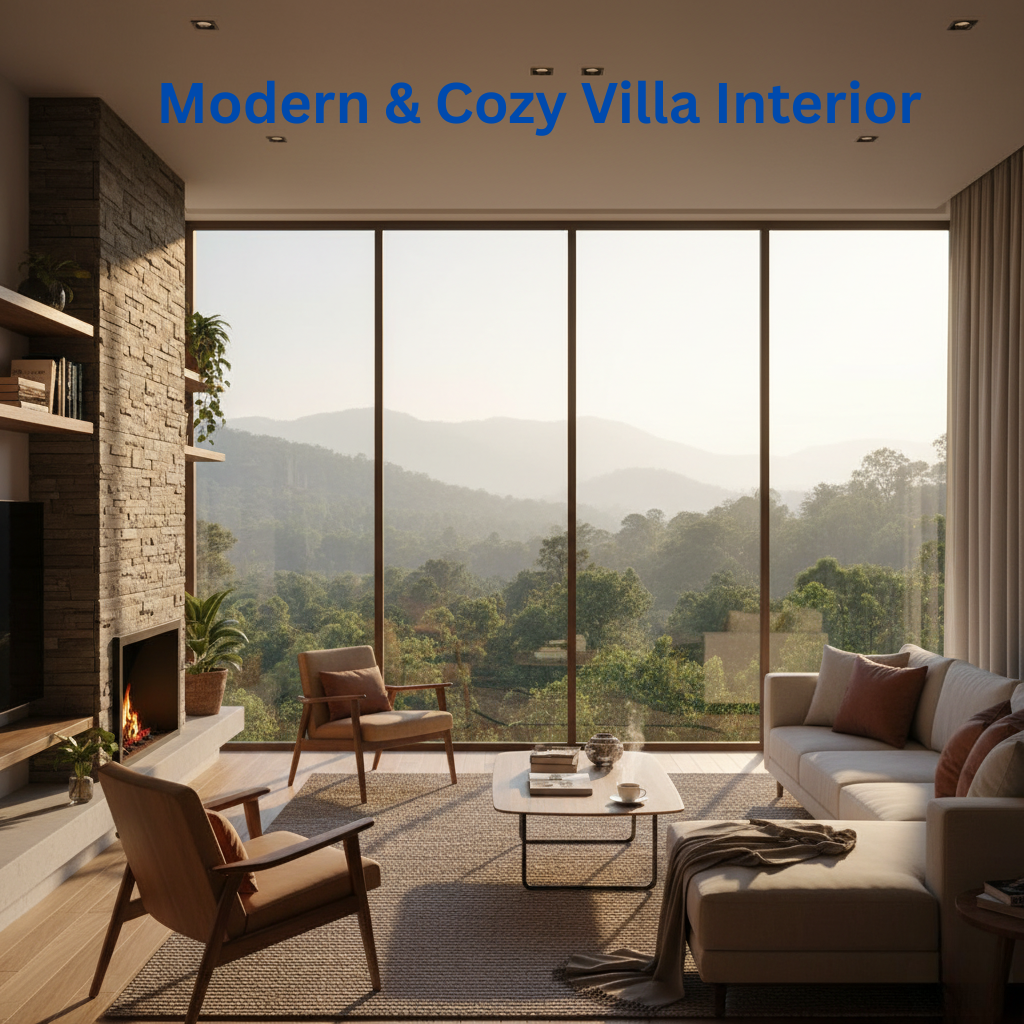 Contemporary designed living room in a second home at Jim Corbett.