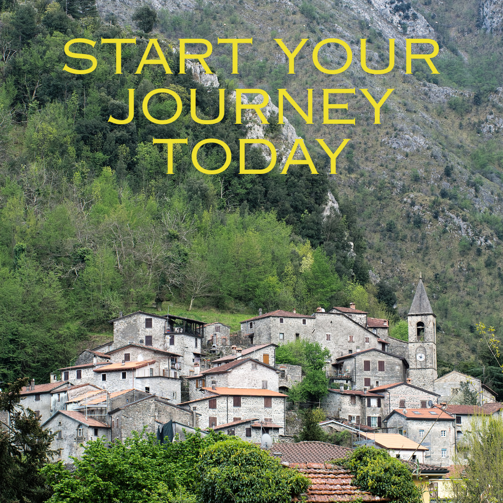 Couple enjoying sunset from balcony of their holiday home in Himachal hills.