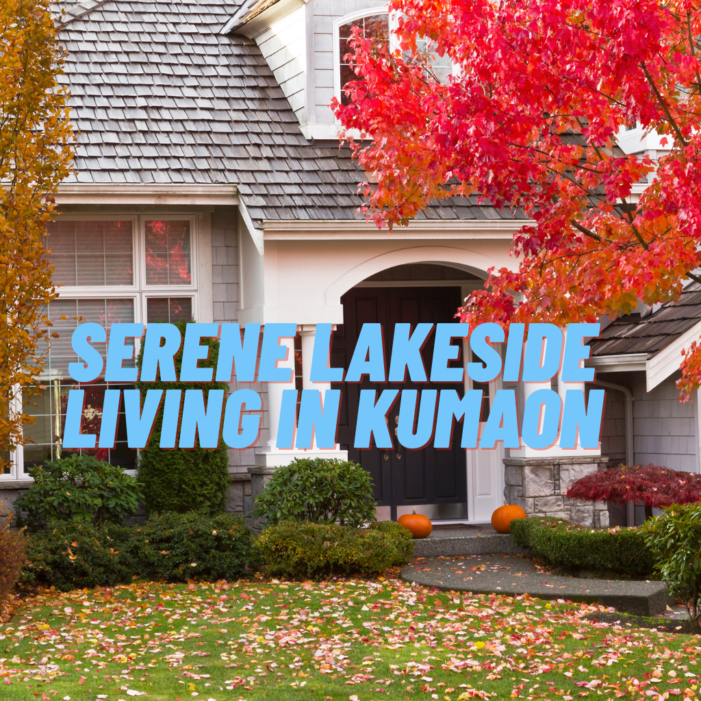 Aerial view of Bhimtal and Sattal lakes surrounded by forest and peaceful cottages.