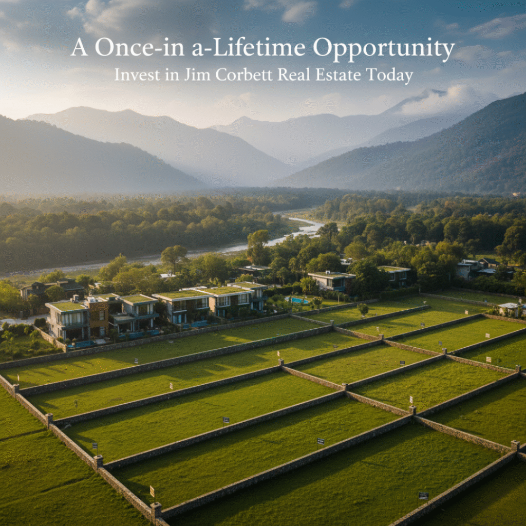 Eco-resorts and plots near Jim Corbett surrounded by nature, illustrating a once-in-a-lifetime real estate investment opportunity.