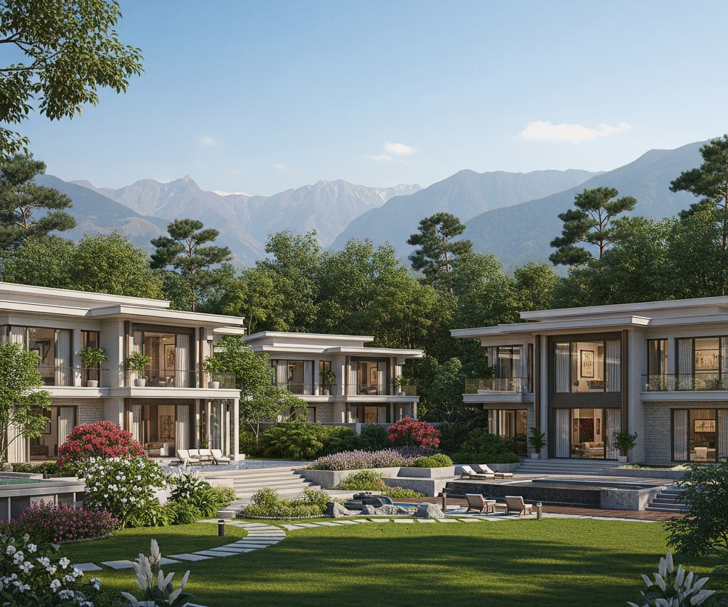 Luxury gated community villas near Jim Corbett National Park surrounded by nature