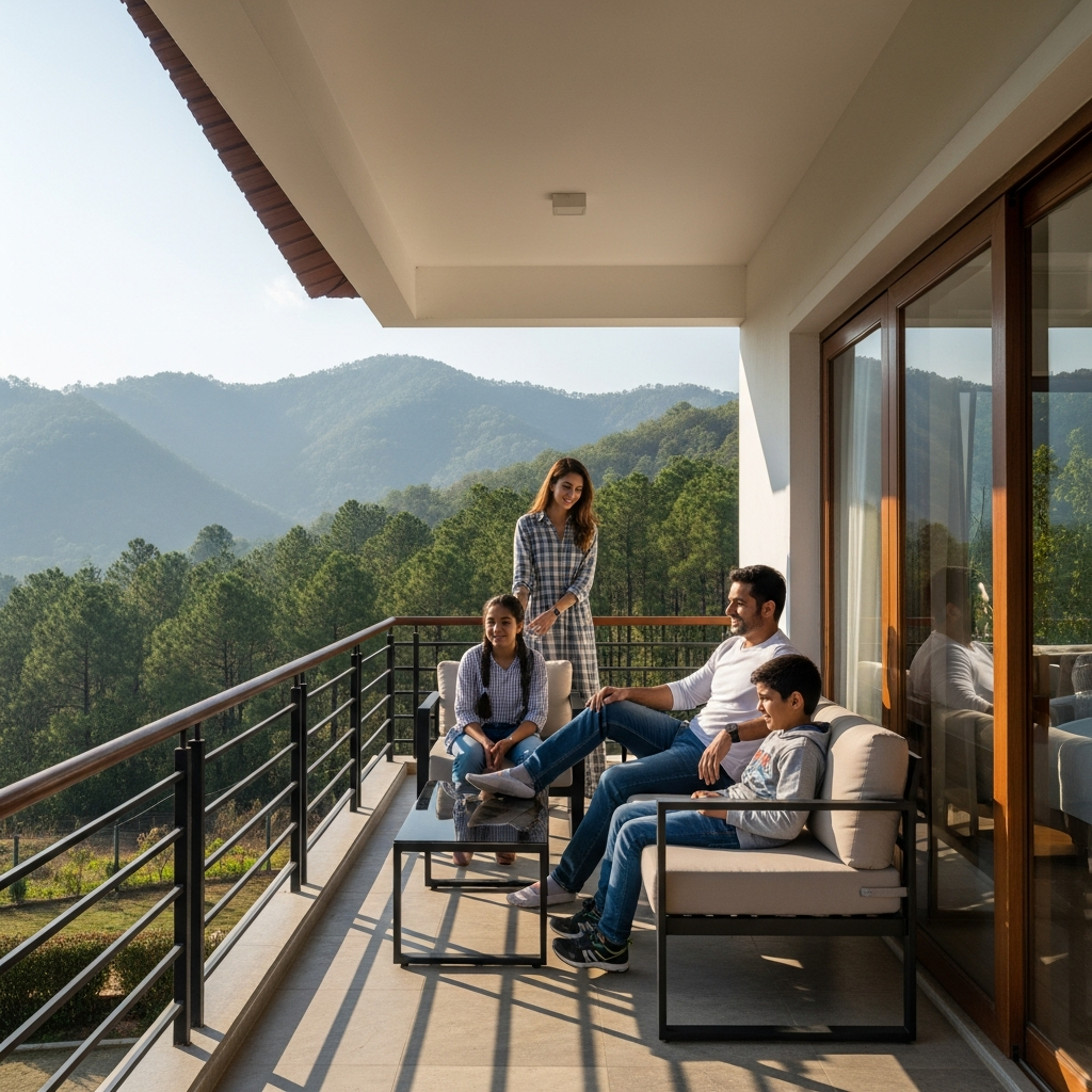 Low budget plots for sale in Corbett County Ramnagar Uttarakhand with mountain and forest views.